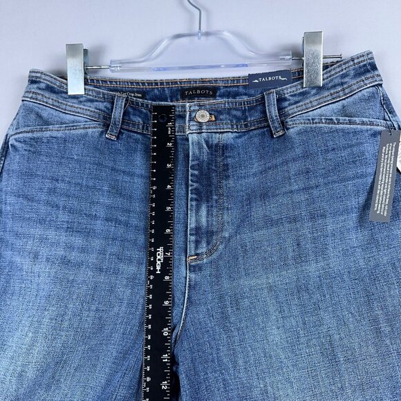 NWT Talbots Wide Leg Crop Jeans Womens Size 14WP High Waist Medium Wash Blue - Picture 9 of 13